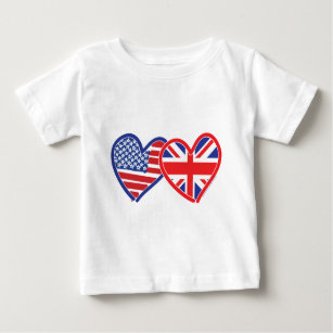 American Flag/Union Jack Flag Hearts Baby T-Shirt