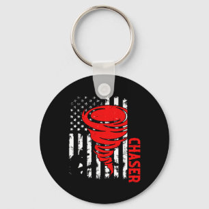 American Flag United States Tornado Storm Chaser O Keychain