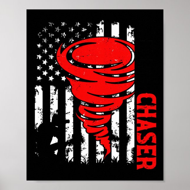 American Flag United States Tornado Storm Chaser O Poster (Front)
