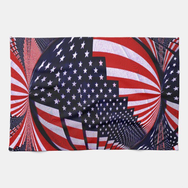 American Flag-Unity & Love_ Kitchen Towel (Horizontal)