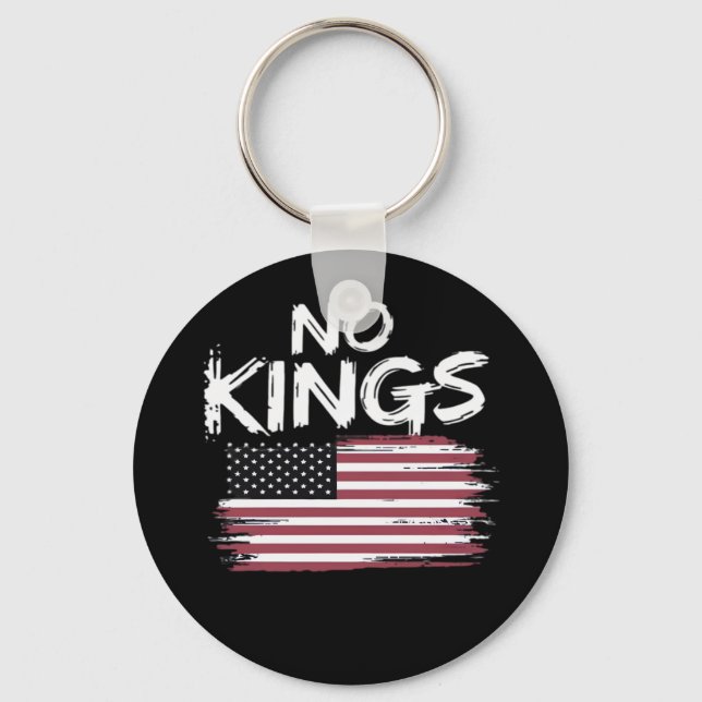 American Flag Upside Down Distress No Kings Long F Keychain (Front)