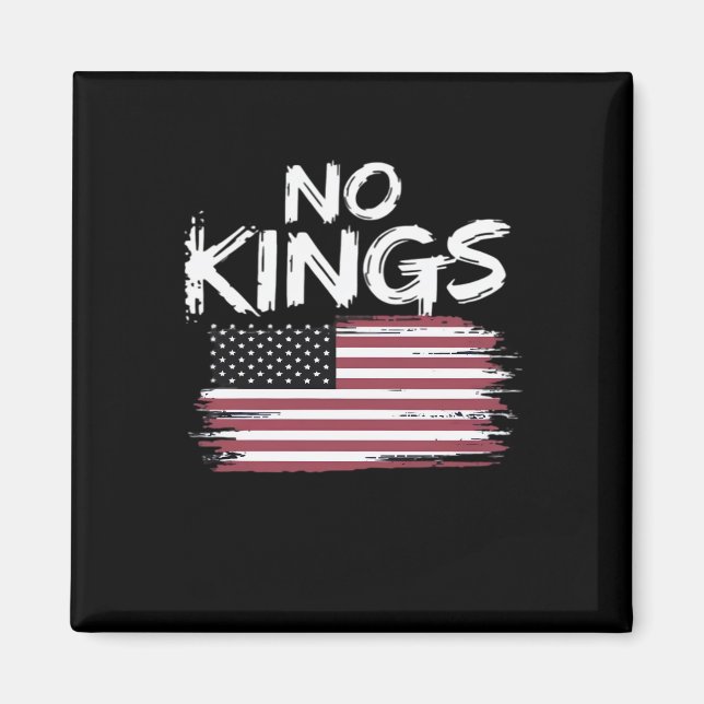 American Flag Upside Down Distress No Kings Long F Magnet (Front)