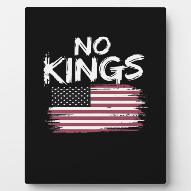 American Flag Upside Down Distress No Kings Long F Plaque (Front)