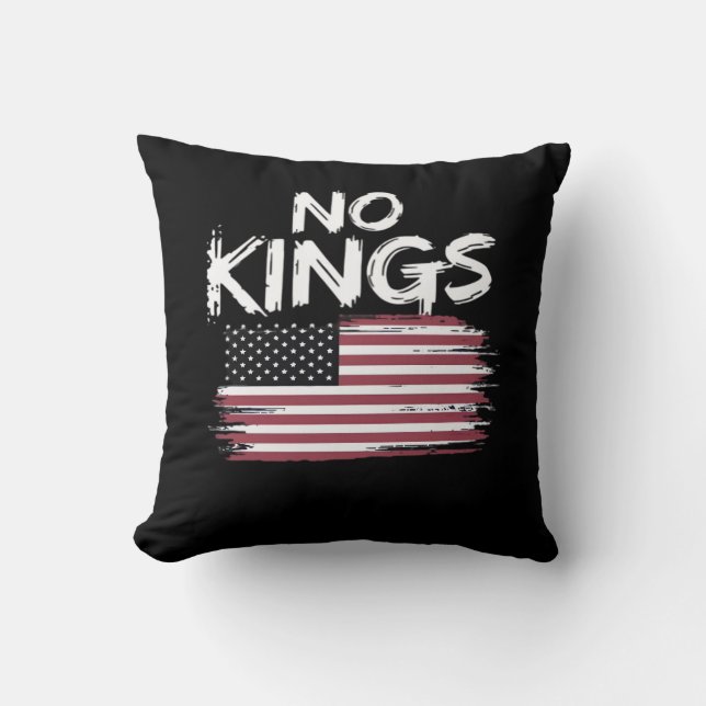 American Flag Upside Down Distress No Kings Long F Throw Pillow (Front)
