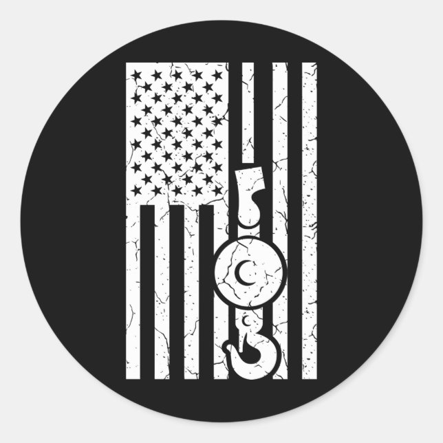 AMERICAN FLAG US FLAG Crane Operator Towing Truck Classic Round Sticker (Front)