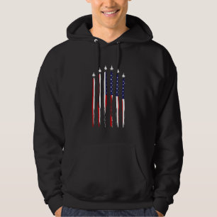 American Flag Usa Airplane Jet Fighter 4th Of July Hoodie