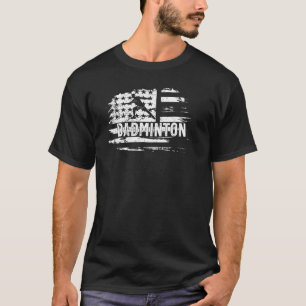 American Flag Usa Badminton Fans Players Coach Jul T-Shirt