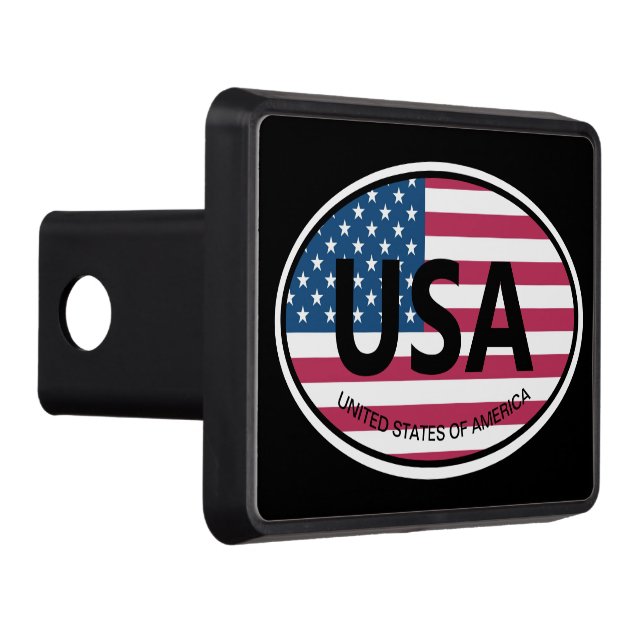 American flag USA country code oval car sign Trailer Hitch Cover (Right)