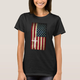 American Flag Usa Cross Christian Faith Patriotic T-Shirt