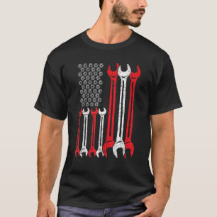 American Flag Usa Diesel Mechanic Automobile Vehic T-Shirt