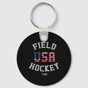 American Flag Usa Field Hockey Player Gift T-shirt Keychain