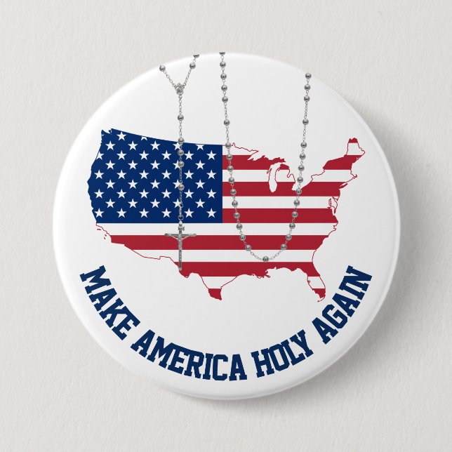American Flag USA Holy Rosary 3 Inch Round Button (Front)