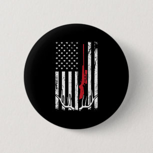 American Flag USA Hunter Hunt Fun Hunting Apparel 2 Inch Round Button