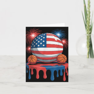 American Flag Usa Ice Cream Drip Game Basketball D Card