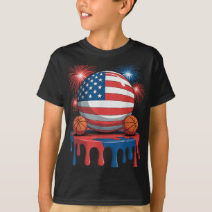 American Flag Usa Ice Cream Drip Game Basketball D T-Shirt