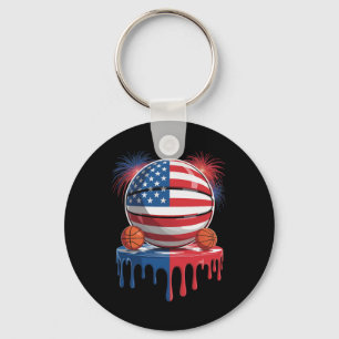 American Flag Usa Ice Cream Drip Game Sketll Drip Keychain