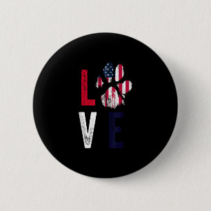American Flag Usa Love Dog Paw Patriotic 4th Of Ju 2 Inch Round Button