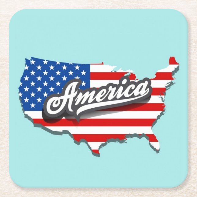 American Flag/USA Map Coaster Set (Front)