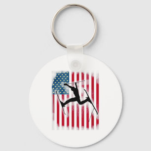American flag usa patriot ski slalom jump keychain