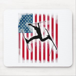 American flag usa patriot ski slalom jump  mouse pad