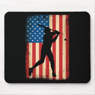 American Flag Usa Patriotic Baseball Lover 4th Of Mouse Pad