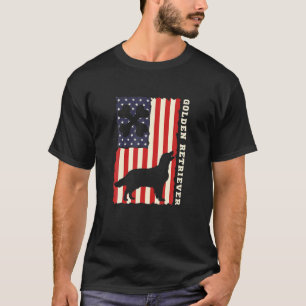 American Flag USA Patriotic Golden Retriever Dog P T-Shirt