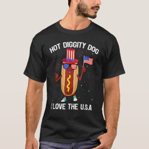 American Flag USA Patriotic  Hotdog 4th Of July T-Shirt