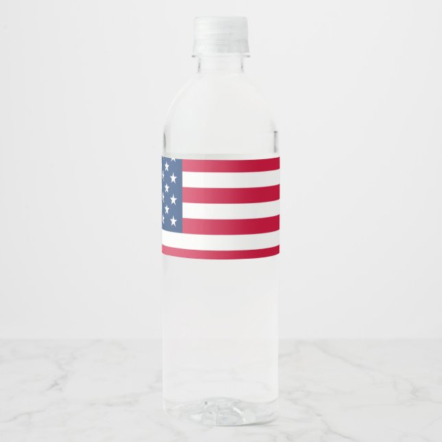 American Flag USA Patriotic Water Bottle Étiquette (Devant)