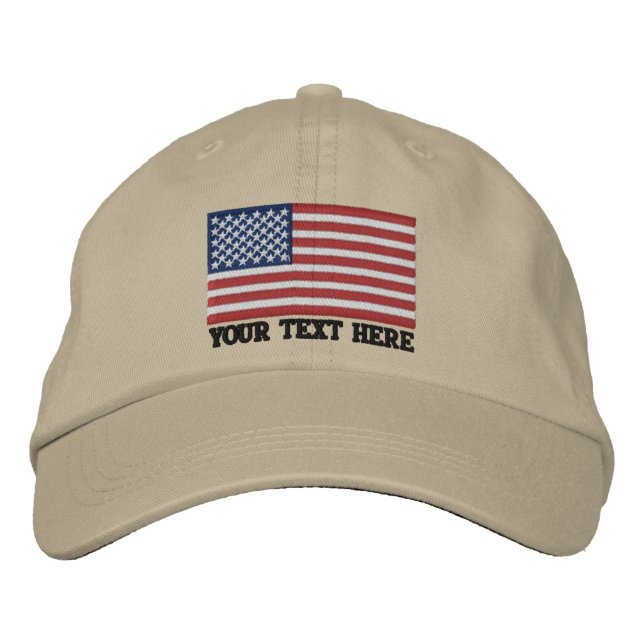 American Flag USA Personalize it! Large Embroidery Embroidered Hat (Front)