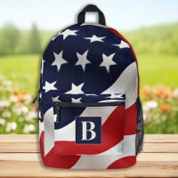 American Flag USA Personalized Monogram Initial 