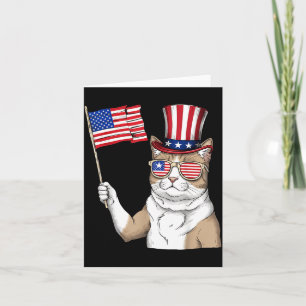 American Flag USA Red White Blue Patriotic Cat 4th Card