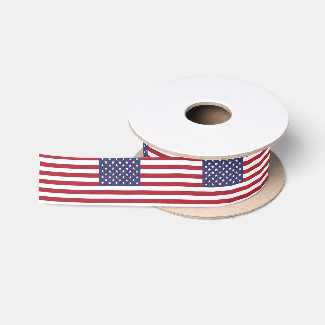 American Flag & USA travel, holiday /sport fans Satin Ribbon (Spool)