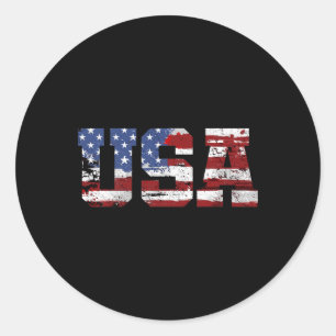 American Flag Usa United States Of America Us 4th Classic Round Sticker