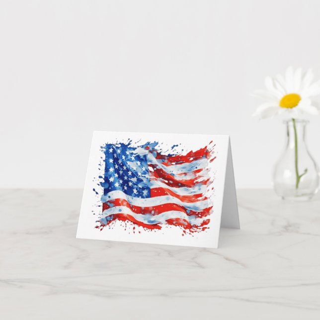American Flag USA Watercolor 4th of July Card (Small Plant)