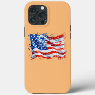 American Flag USA Watercolor 4th of July iPhone 13 Pro Max Case