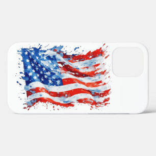 American Flag USA Watercolor 4th of July iPhone 12 Pro Case