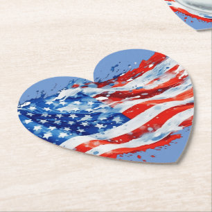 American Flag USA Watercolor 4th of July Paper Coaster