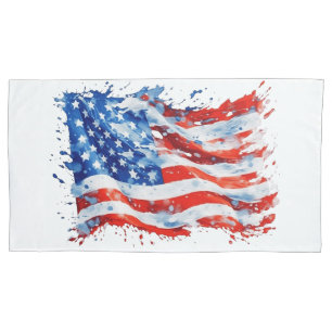 American Flag USA Watercolor 4th of July Pillowcase