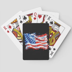 American Flag USA Watercolor 4th of July Playing Cards