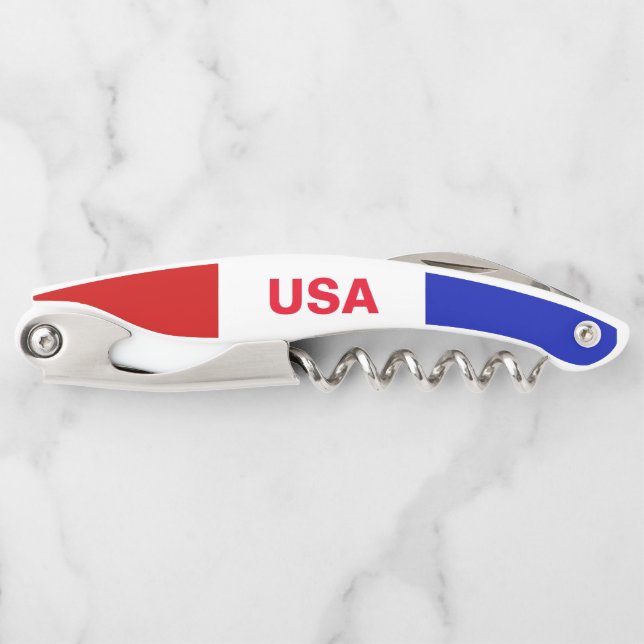 American Flag USA Wines Red White Blue Patriotic Corkscrew (Front)