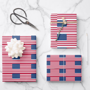 American Flag USA Wrapping Paper Sheet