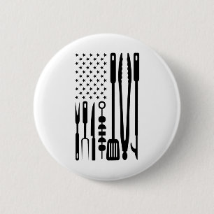 American Flag Utensil Bbq Tools Griller Pitmaster  2 Inch Round Button
