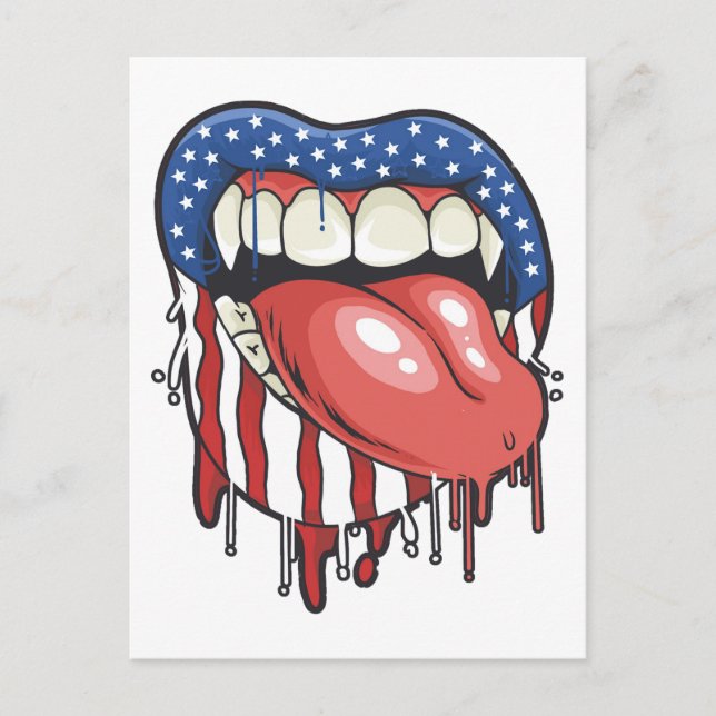 American Flag Vampire Lips T-Shirt Coffee Mug Postcard (Front)