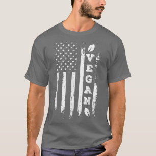 American Flag Vegan Powered By Veggies Funny Veget T-Shirt