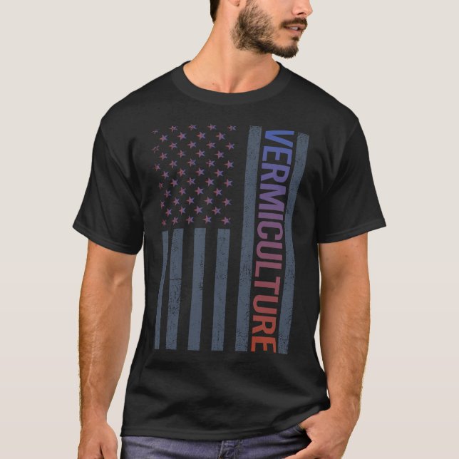 American Flag Vermiculture Vermicompost T-Shirt (Front)
