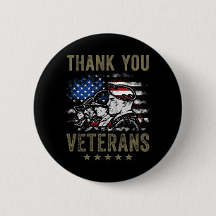 American Flag Veteran Day Thank You for Your Servi 2 Inch Round Button