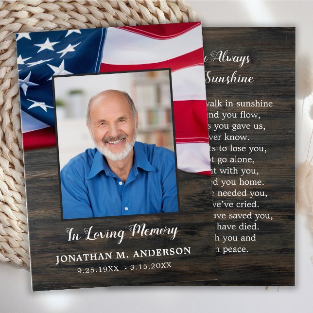 American Flag Veteran Memorial Funeral Prayer Card (Creator Uploaded)