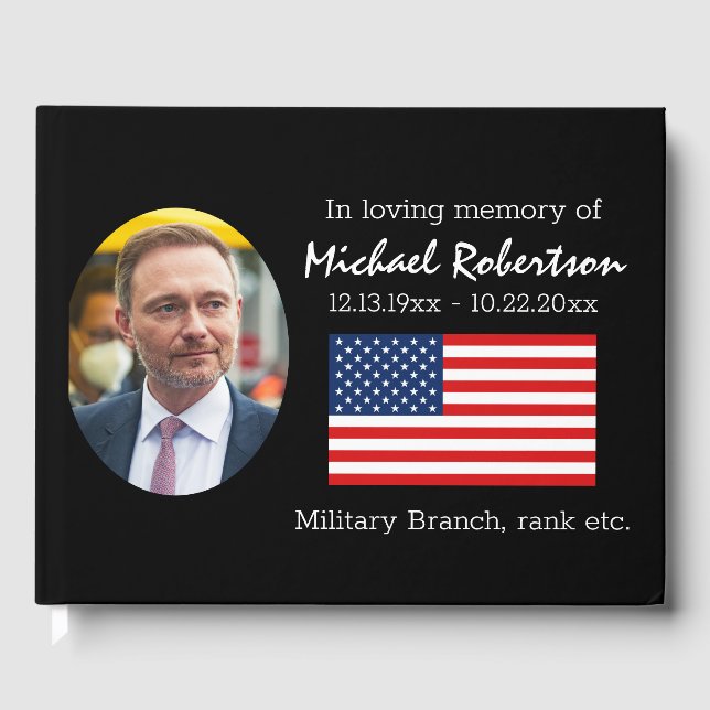 American Flag Veteran  Memorial Guest Book (Front)