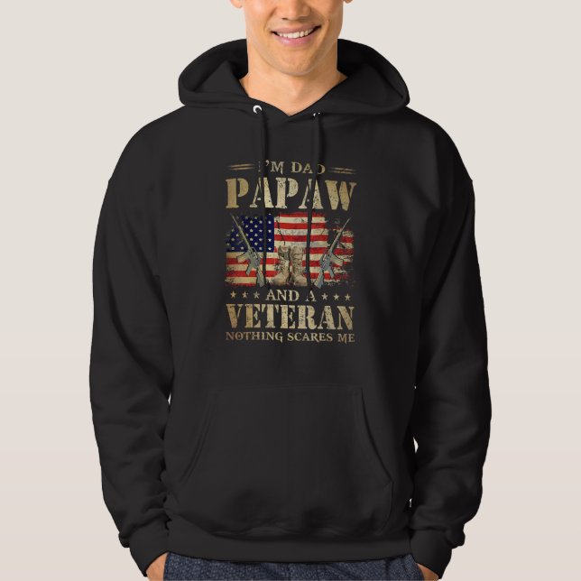 American Flag Veterans Day I'm A Dad Papaw And A V Hoodie (Front)