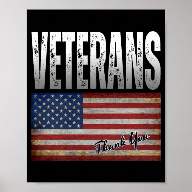 AMERICAN FLAG VETERANS THANK YOU 4TH OF JULY  POSTER (Front)